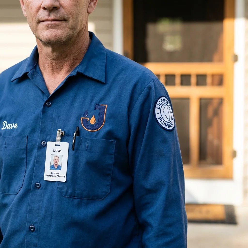 Licensed plumber showing ID badge in Tillson, NY