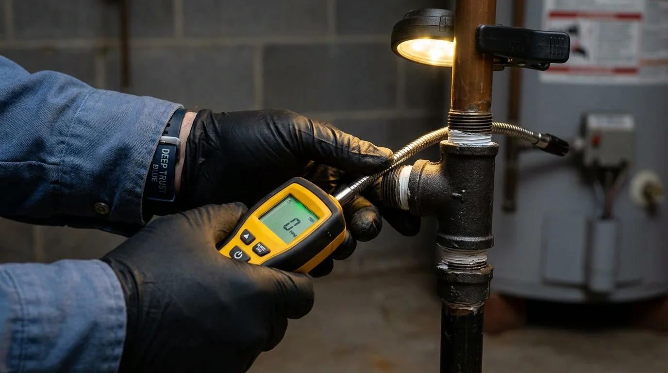 Gas leak detection with electronic sniffer by Johns Plumbing LLC in Tillson