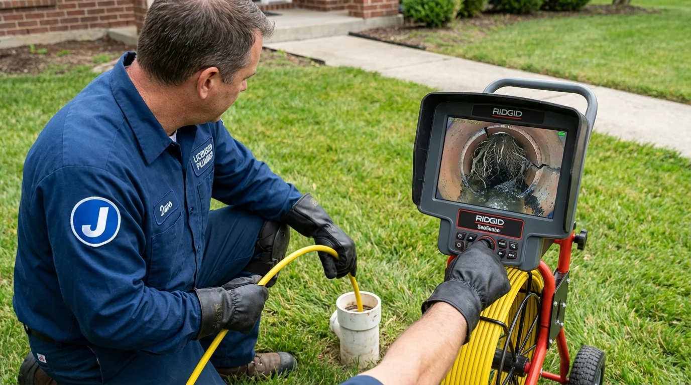 Sewer camera inspection being performed by Johns Plumbing LLC in Tillson